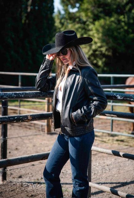 Black leather rodeo jacket