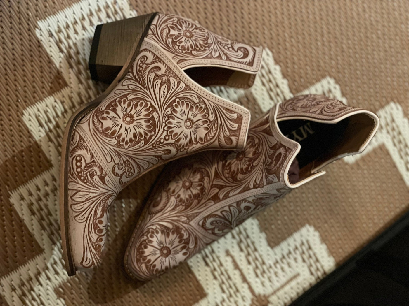 Hand tooled leather bootie - Bell Creek General Store