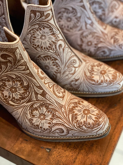 Hand tooled leather bootie - Bell Creek General Store