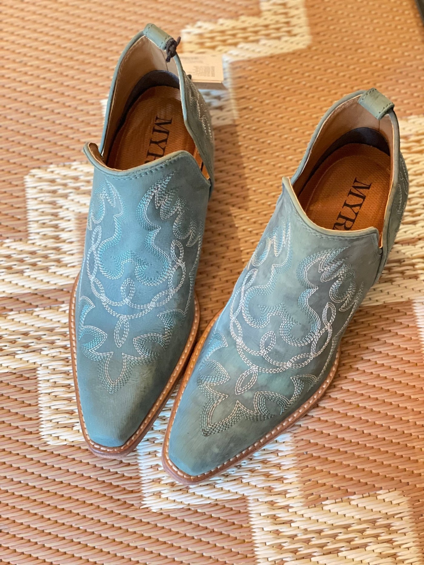 Maisie stitched leather boots in Turquoise - Bell Creek General Store