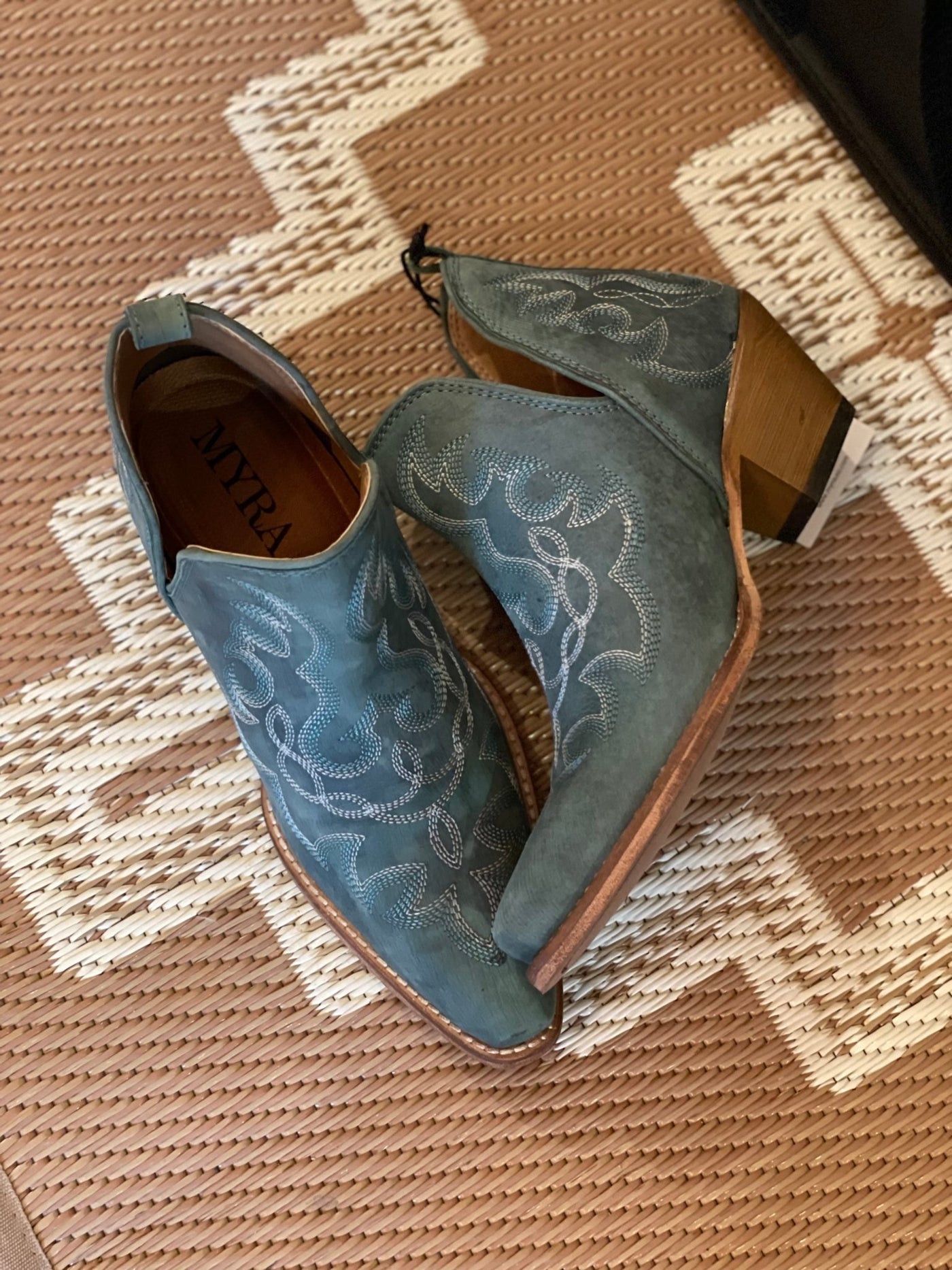 Maisie stitched leather boots in Turquoise - Bell Creek General Store