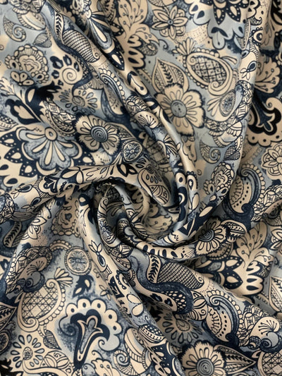 Silk Wild Rag - Silver and Blue Paisley - Bell Creek General Store